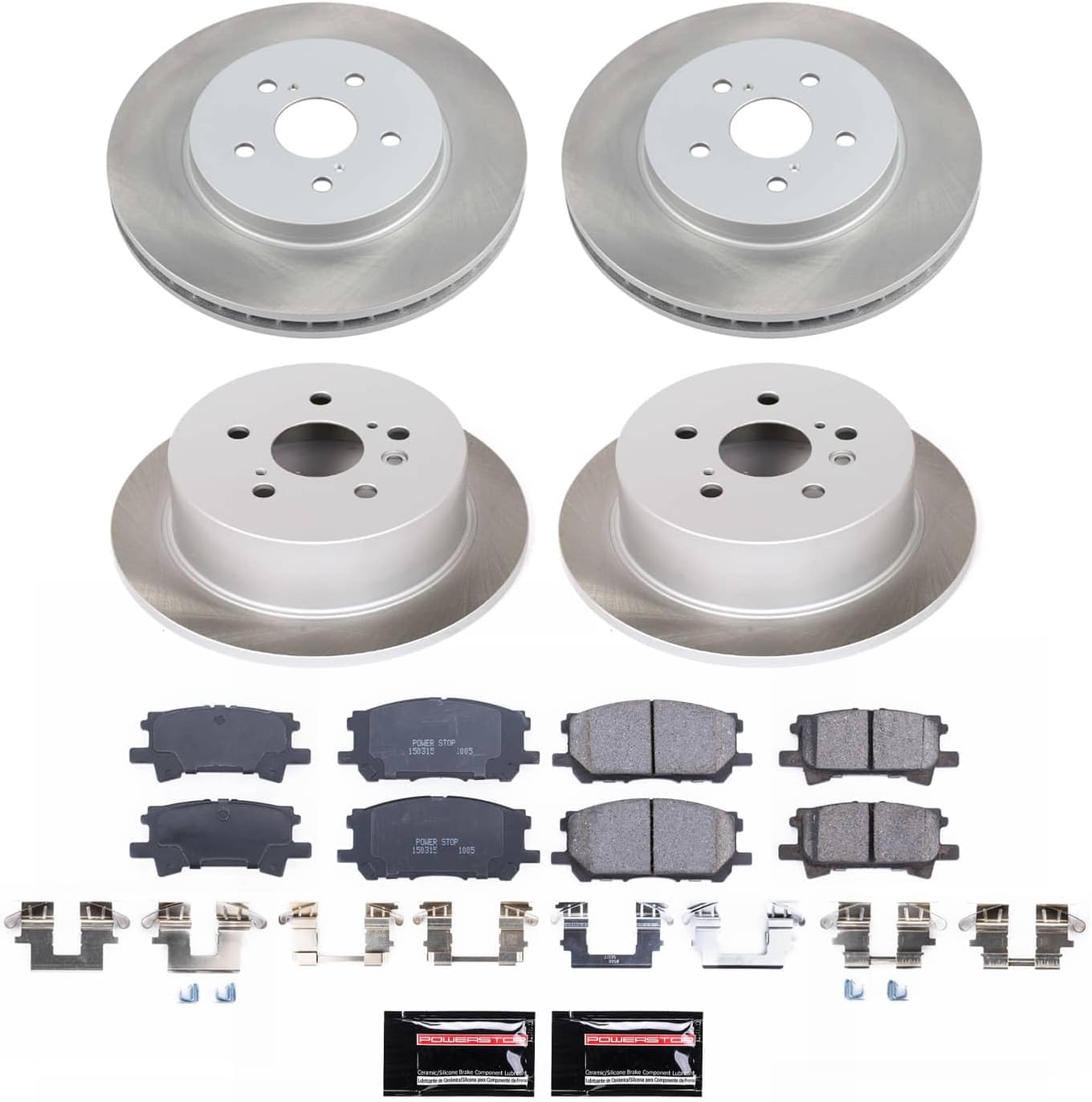 PowerStop Front and Rear Brake Kit for Lexus RX330 2004-06 |RX350 2007-09 |RX400h 2006-08 |Toyota Highlander 2006-07 - Ceramic Brake Pads + Semi Coated Rotors Replacement, SC4530