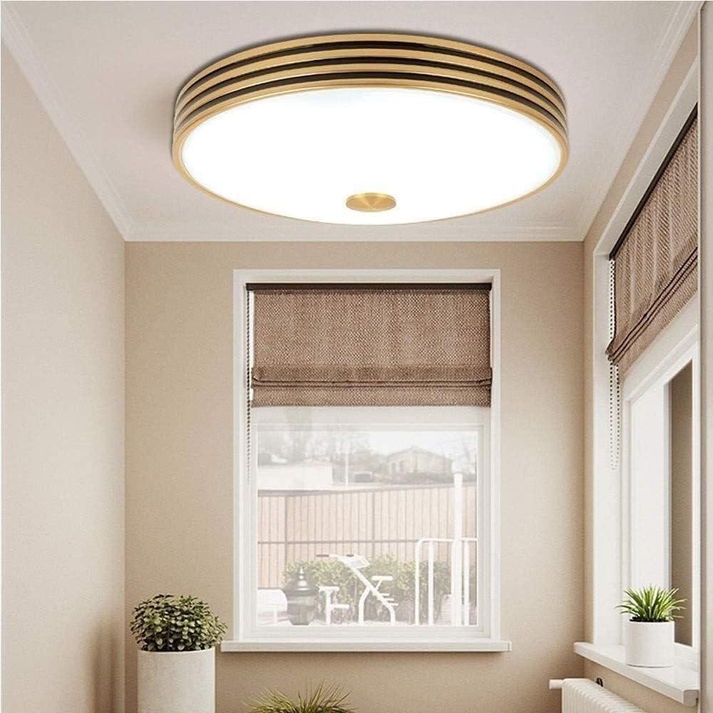 Retro Wrought Iron Flush Mount Ceiling Light Ultra Thin Round Fixture Decorative Lighting for Kids Room Nursery Bedroom Living Room Kitchen Home Use(Black,30 * 9cm)