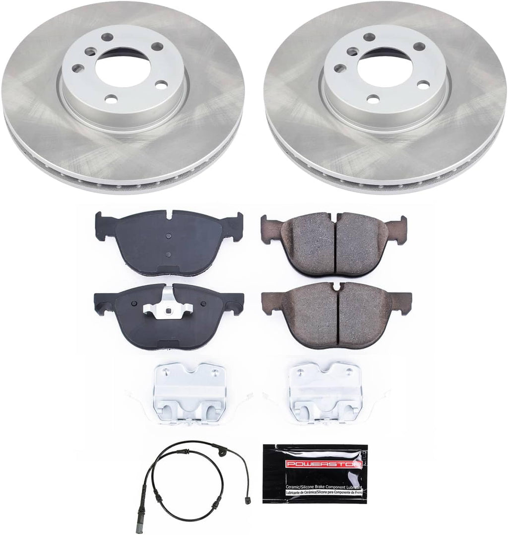 PowerStop Front Brake Kit for BMW X5 2011-18 | BMW X6 2011-19 - Ceramic Brake Pads + Semi Coated Rotors Replacement, SC6064
