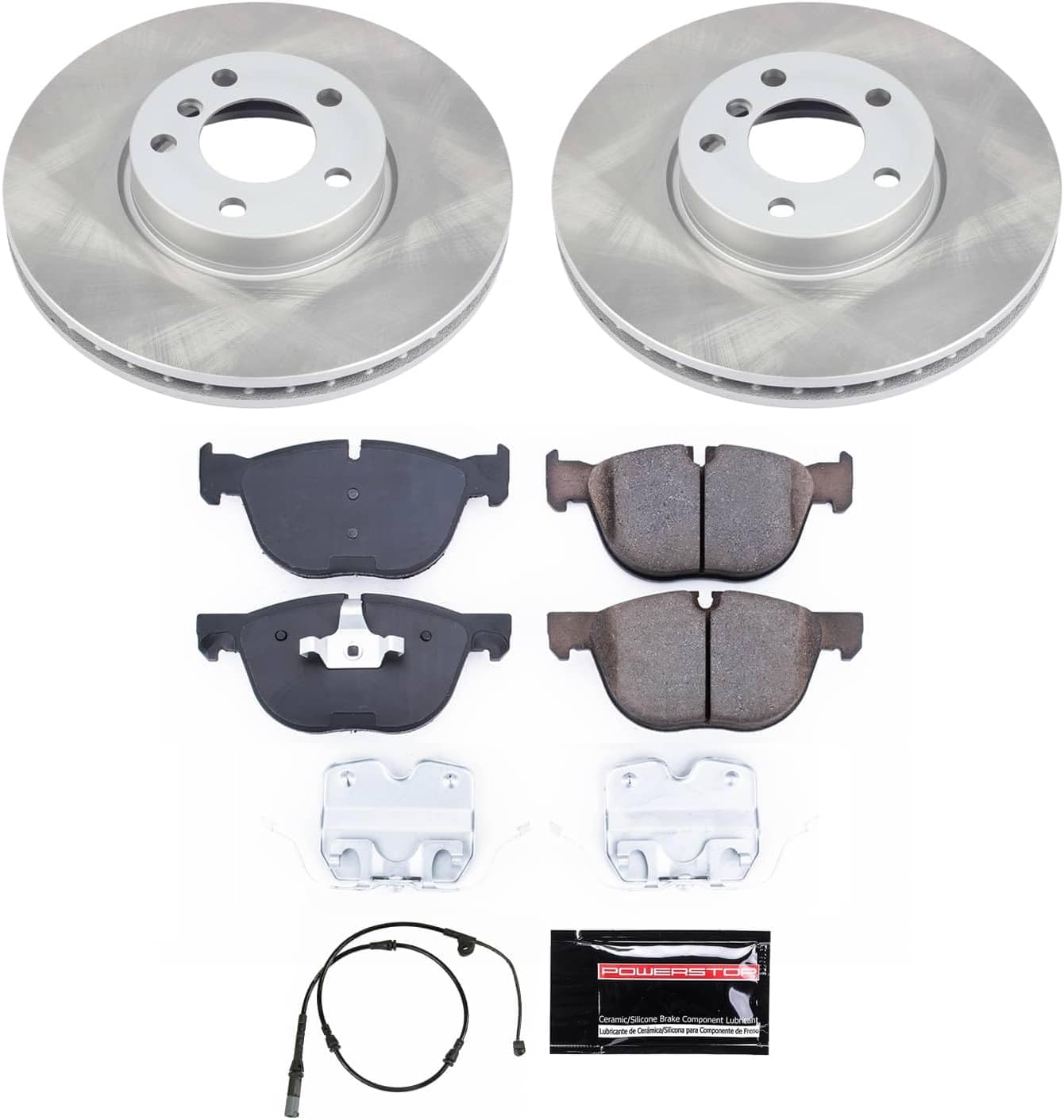 PowerStop Front Brake Kit for BMW X5 2011-18 | BMW X6 2011-19 - Ceramic Brake Pads + Semi Coated Rotors Replacement, SC6064