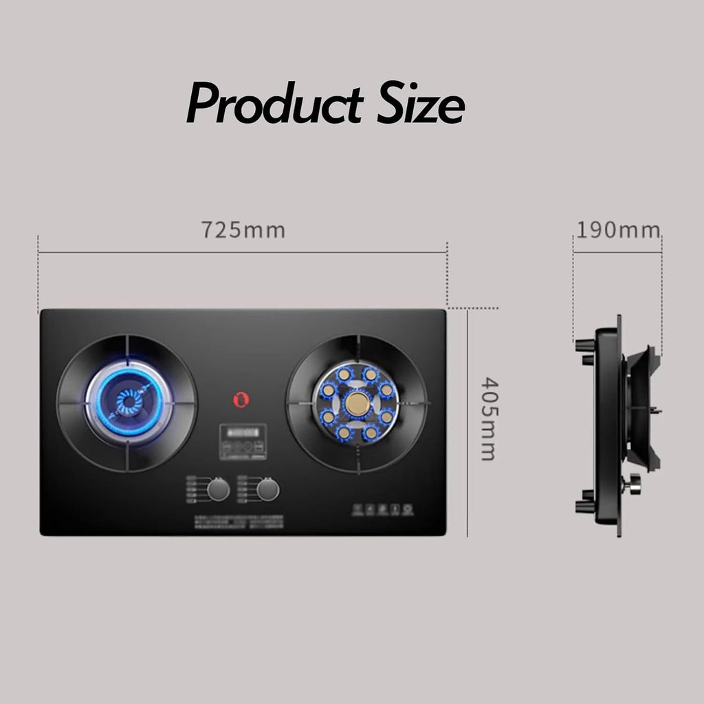 Gas Stove,17760 BTU Tempered Glass Tabletop/built-in Gas Cooktop 2 Burners,Pulse Ignition,Suitable for Home and Commercial Use,LPG/NG (Size : LPG)