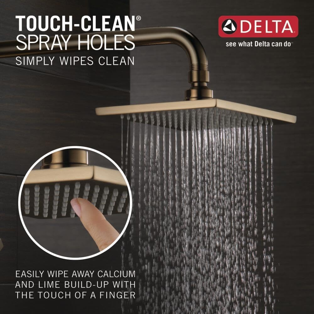 Delta Vero 14 Series Rain Shower Faucet Set, Brushed Gold Shower Head and Handle Set, Valve Trim Kit, Champagne Bronze T14253-CZ-WE (Valve Not Included)
