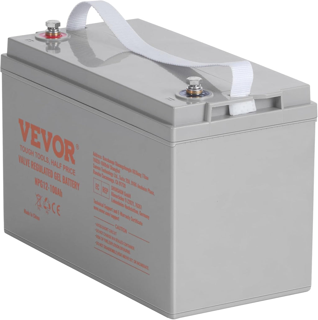 VEVOR Deep Cycle Battery, 12V 100 AH, AGM Marine Rechargeable Battery, High Self-Discharge Rate 800A Current, for RV Solar Marine Off-Grid Applications UPS Backup Power System