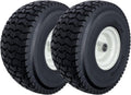 2-Pack 15x6.50-6 Flat-Free Tire with Rim,3'Centered Hub with 3/4' Ball Bearing,w/Grease Fitting，500lbs Capacity,15x6.50x6 No-Flat Solid Rubber Turf Wheel,for Riding Lawn mower,Garden Cart