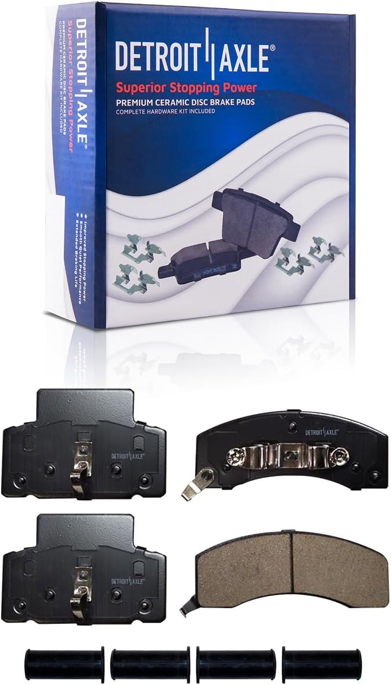 Detroit Axle - Front Brake Kit for 1994-1999 Dodge Ram 2500 RAM 3500, 90-00 Chevy GMC K3500 Drilled & Slotted Disc Brake Rotors Ceramic Brakes Pads 1995 1996 1997 1998 Replacement
