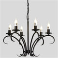 Vintage Wrought Iron LED Chandelier Candle Light Black Metal Lighting Fixture for Living Room Foyer Hanging Pendant Lamp,Dining Light Fixtures