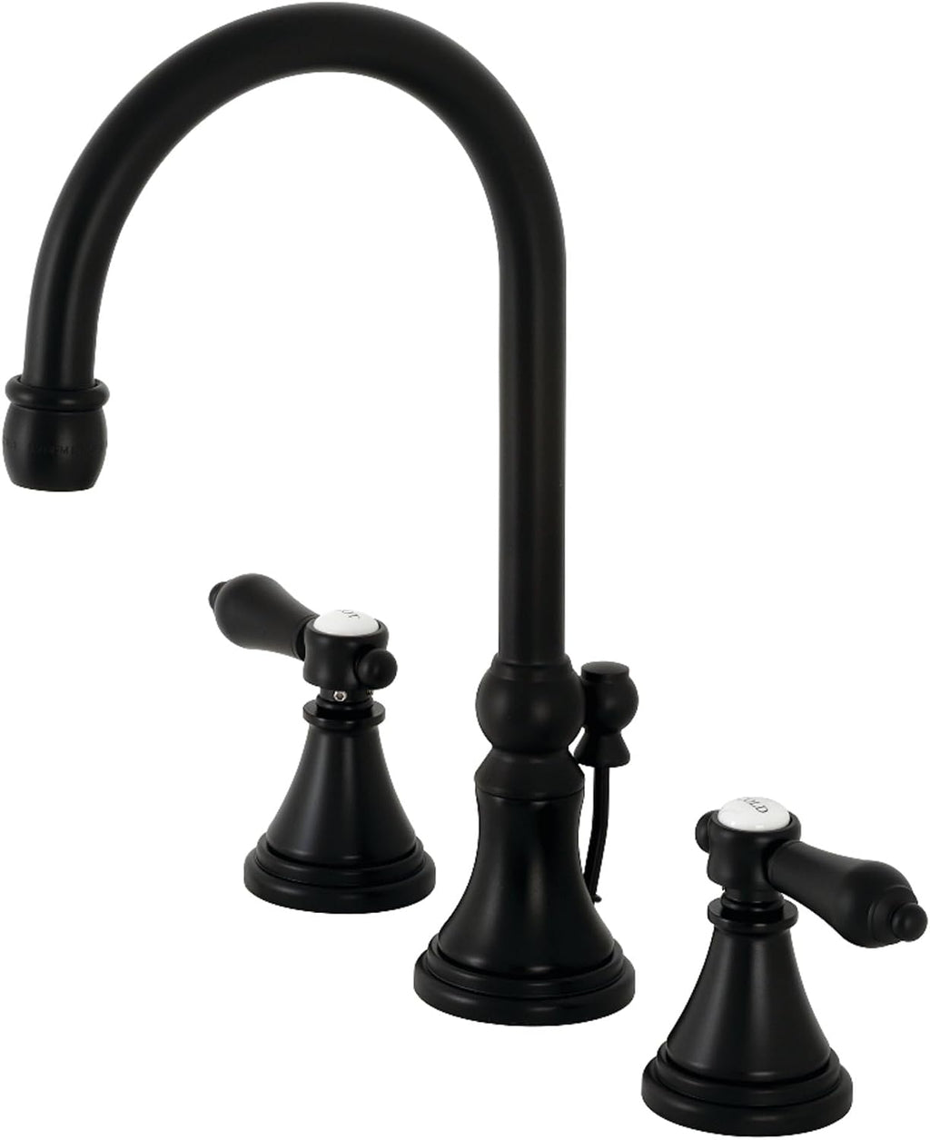 Kingston Brass KS2980BAL Heirloom Widespread Bathroom Faucet, Matte Black, 13.63 x 6.31 x 11.5
