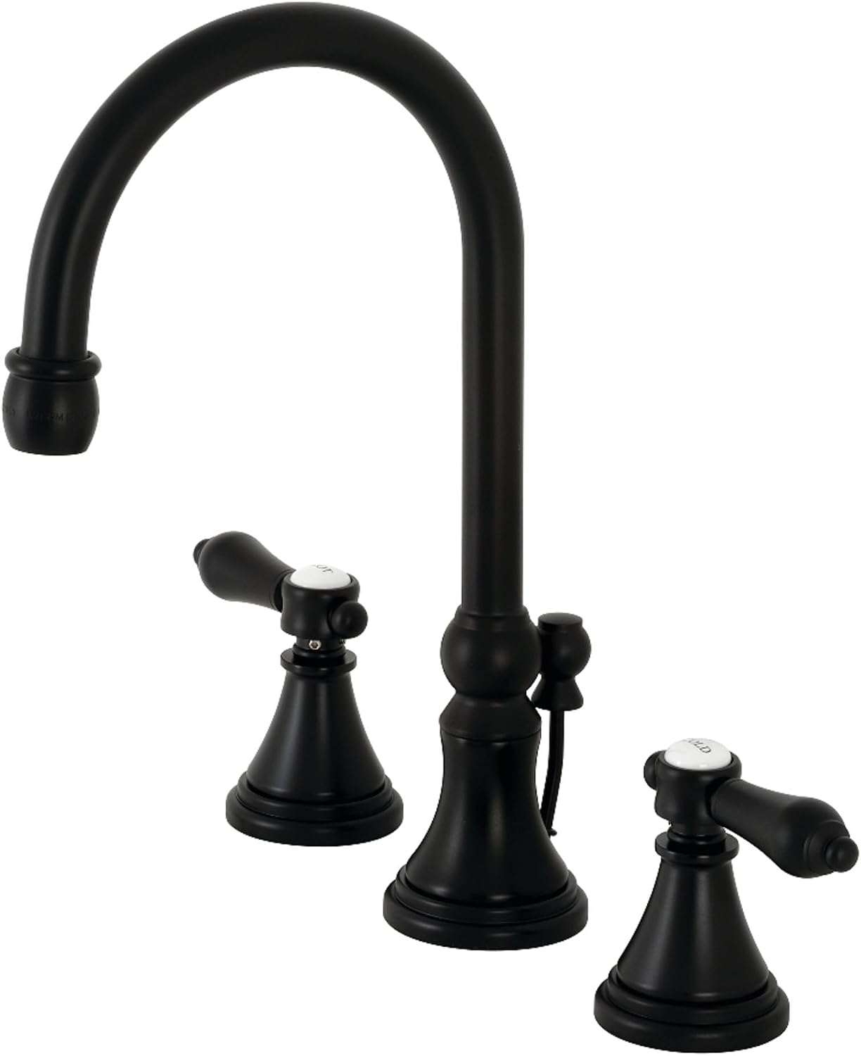 Kingston Brass KS2980BAL Heirloom Widespread Bathroom Faucet, Matte Black, 13.63 x 6.31 x 11.5