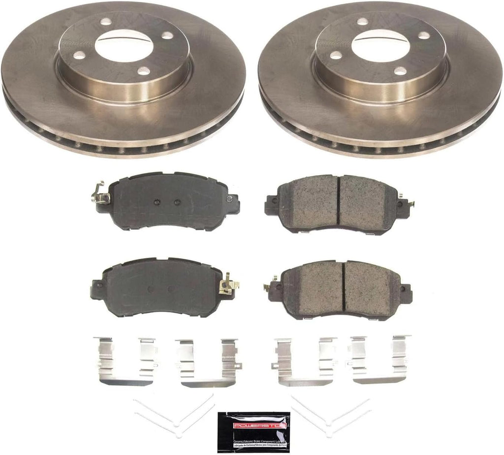 PowerStop Front Brake Kit for Nissan Kicks 2018-24 | Nissan Versa 2020-24 - Z17 Ceramic Brake Pads & Disc Rotors Replacement, KOE8326