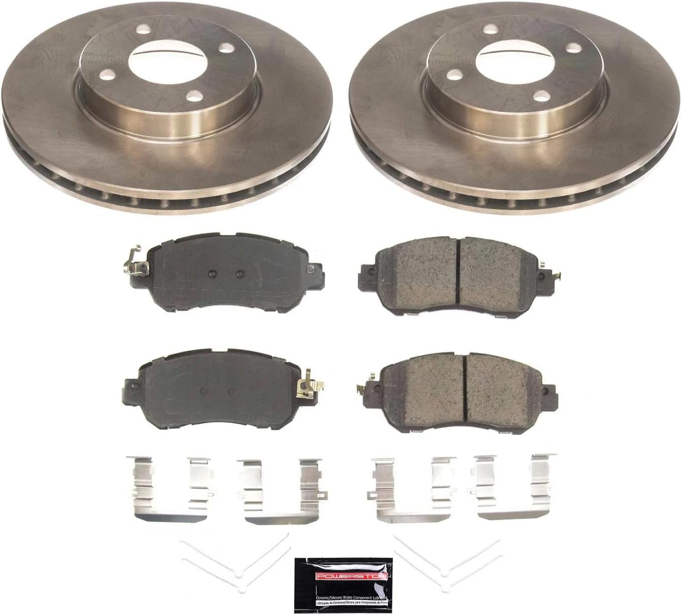 PowerStop Front Brake Kit for Nissan Kicks 2018-24 | Nissan Versa 2020-24 - Z17 Ceramic Brake Pads & Disc Rotors Replacement, KOE8326