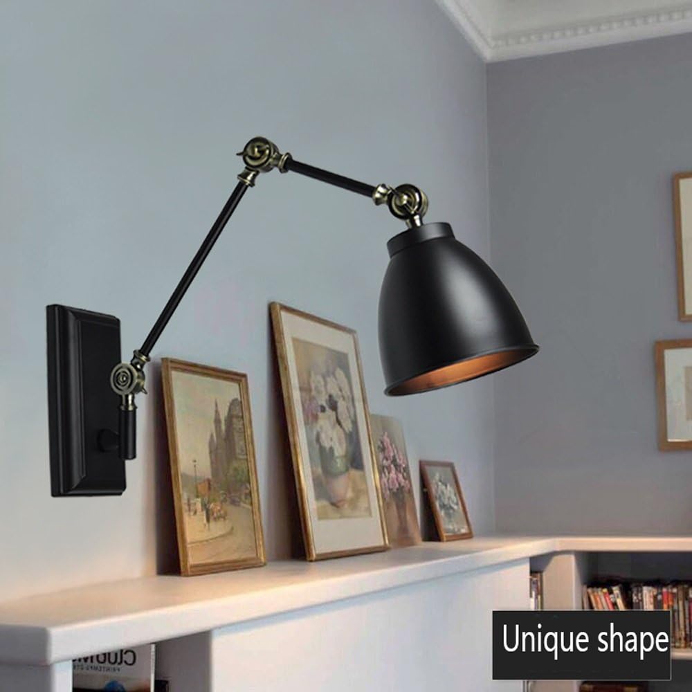Tai Lu Wall lamp, Loft Industrial Adjustable Long Arm Wall Sconce Lamp Antique Retro V-intage Wrought Iron E-dison Metal Wall Light Fixture,Black Modern Chandeliers, Tal-159971