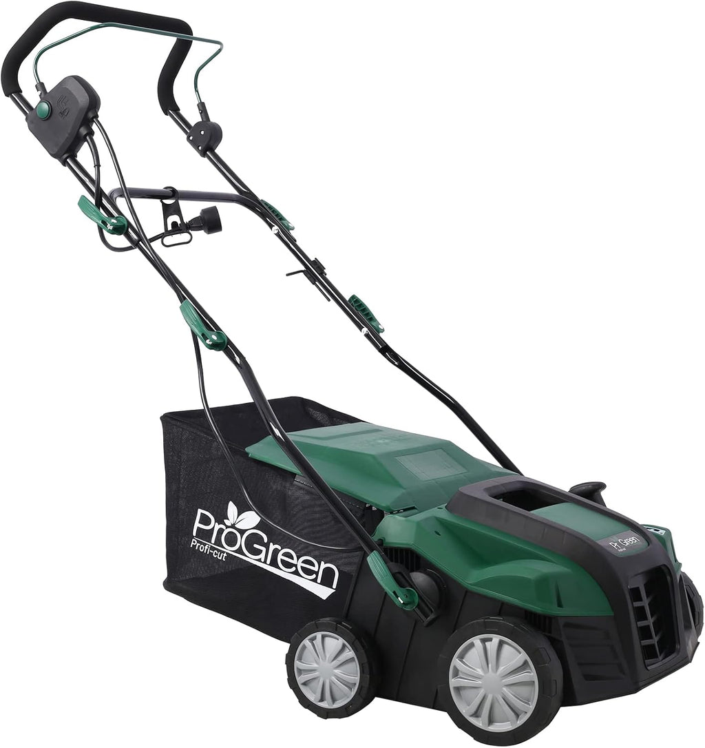 2-in-1 16' Walk Behind Scarifier, 15 Amp Electric Dethatcher Scarifier, Lawn Dethatcher for Yard Lawn Garden Care, Removable Collection Bag Extra Large 58QT (16 inch)