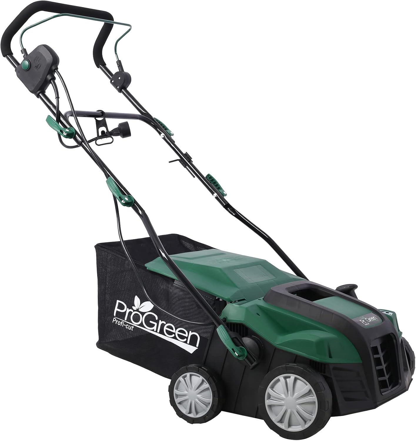 2-in-1 16' Walk Behind Scarifier, 15 Amp Electric Dethatcher Scarifier, Lawn Dethatcher for Yard Lawn Garden Care, Removable Collection Bag Extra Large 58QT (16 inch)
