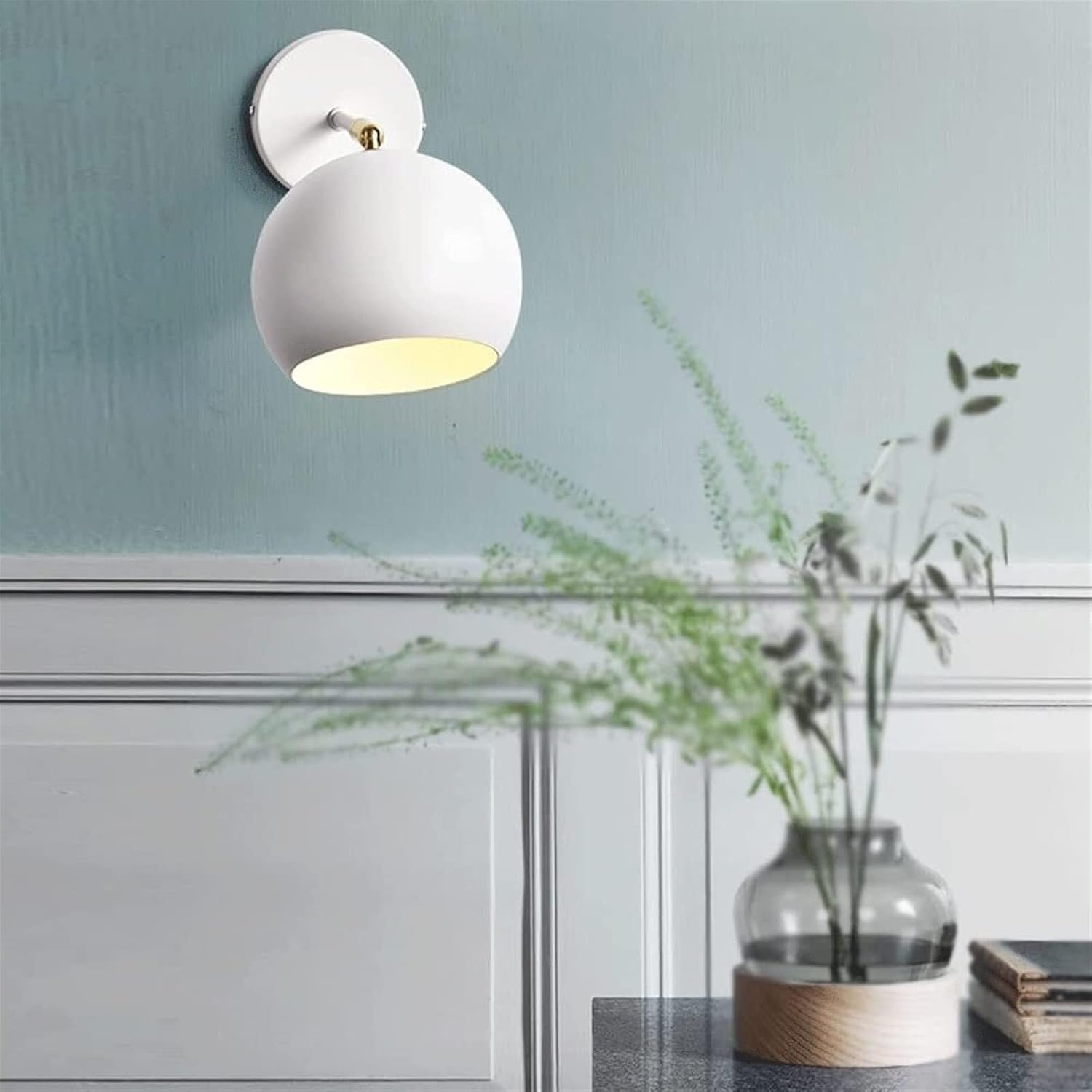 Wall Lamp Modern Black Reading Wall Light, Wall Lamp for Bedroom with Wrought Iron Lamp Shade, Indoor Globe Wall Sconce, Adjustable Hanging Bedside Wall Lamps, Lighting Fixture for Hallway Basement Fa