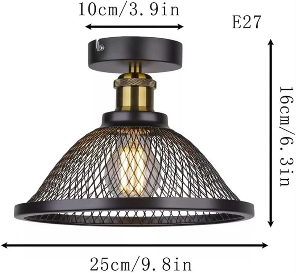 Creative Mesh Decorative Semi Flush Mount Ceiling Light, Wrought Iron Ceiling Lamp with Black and White Shade, Pendant Light Fixture for Bars, Clothing Stores, Restaurants(White)