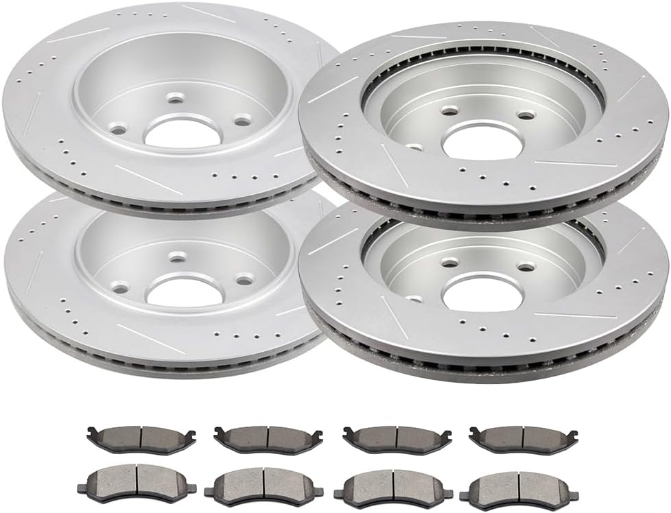 SCITOO (Front 336 mm Rear 352 mm) Brake Rotors (5 Lugs) and Pads Kits Fit For Chrysler Aspen 2007-2009,For Dodge For Durango 2007-2009,For Dodge Ram 1500 2006-2010,For Ram 1500 2011-2018