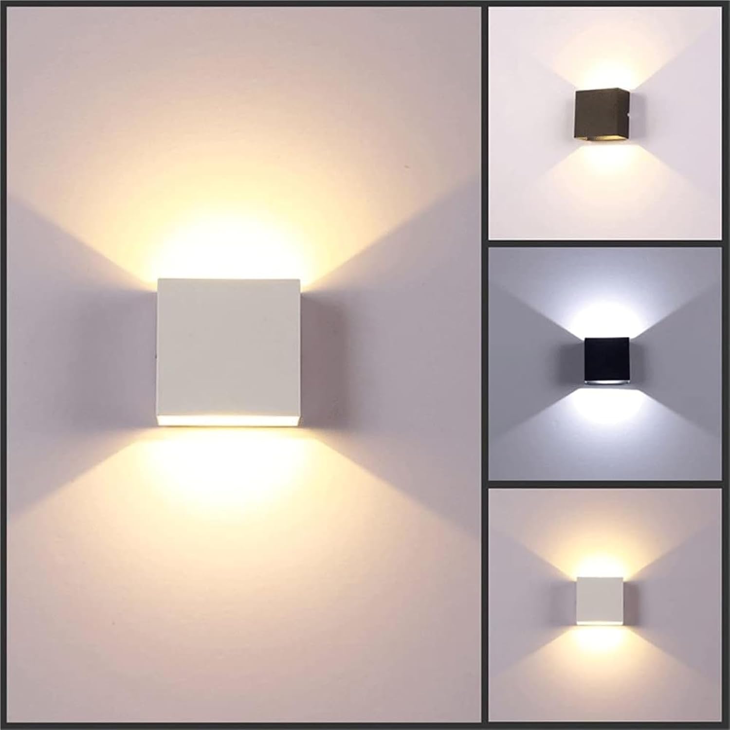 Square Wall Lamp Wrought Iron Sconces Light 12W LED Lighting Fixture Modern Minimalist Decoration Bedroom Wall Lanterns for Bedside Aisle Living Room Villa