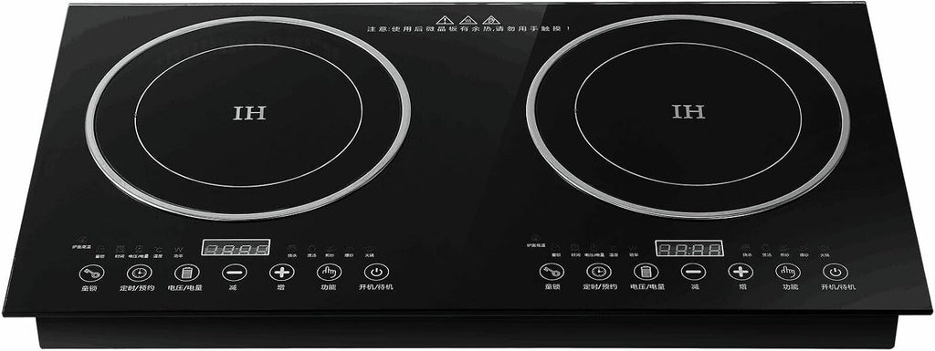 2 Burner Electric Cooktop 110v, Touch Type Keys, One-key Type Firepower Control, Multiple Cooking Function, Easy to Operate, 8 Gear Firepower, for Commercial Home
