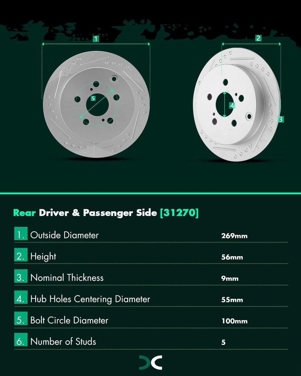 SCITOO Front 10.83' Rear 10.59' Brake Pads and Rotors Kits Fit For Scion tC 2005 2006 2007 2008 2009 2010