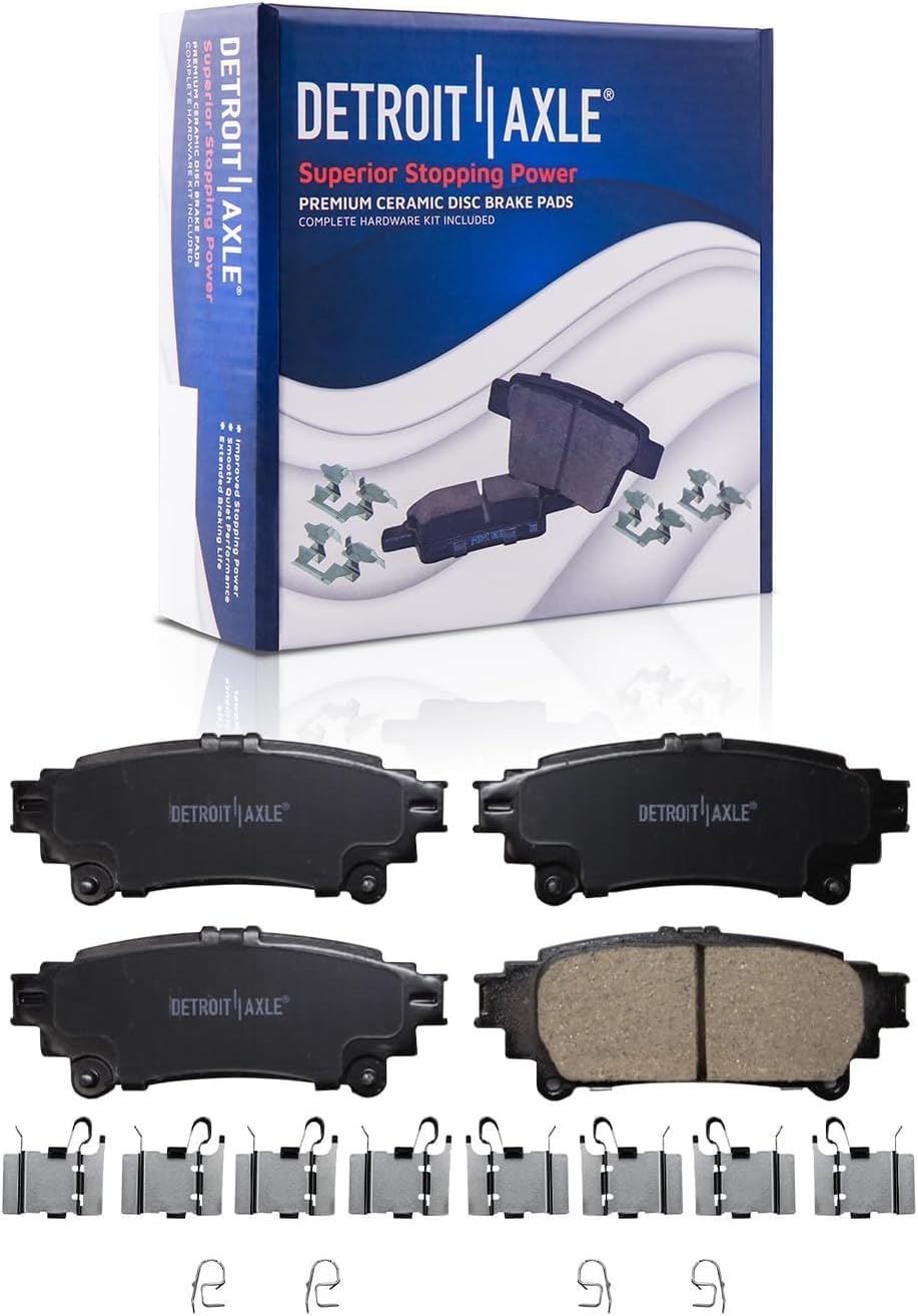 Detroit Axle - Brake Kit for Toyota 2012-2017 Prius V, 10.83' inch Front and 11.42' inch Rear Drilled and Slotted Disc Brake Rotors Ceramic Brakes Pads with Hardware 2013 2014 2015 2016 Replacement