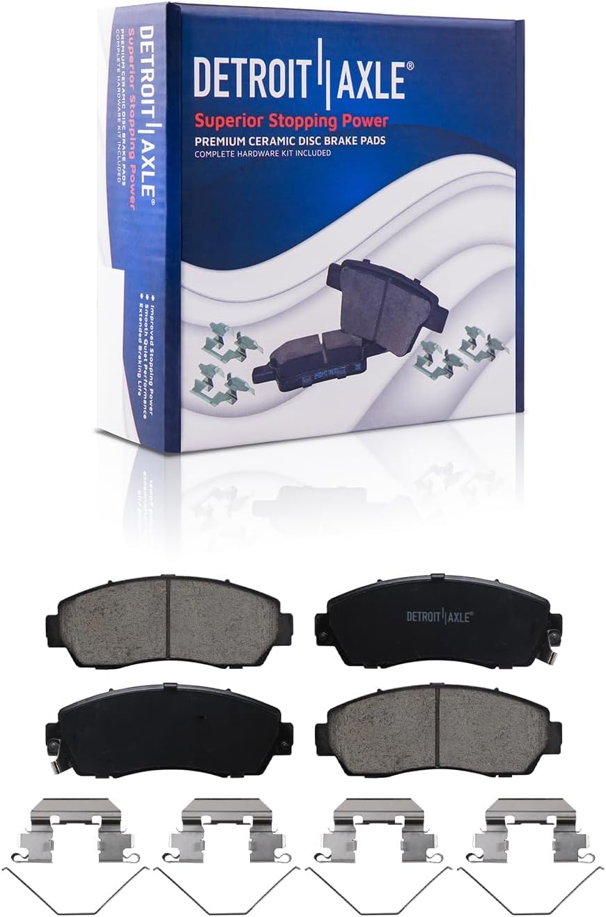 Detroit Axle - 8pc Brake Kit for 2005-2010 Honda Odyssey [5 Lug] Drilled and Slotted Disc Brake Rotors Ceramic Brakes Pads 2006 2007 2008 2009 Front and Rear Replacement