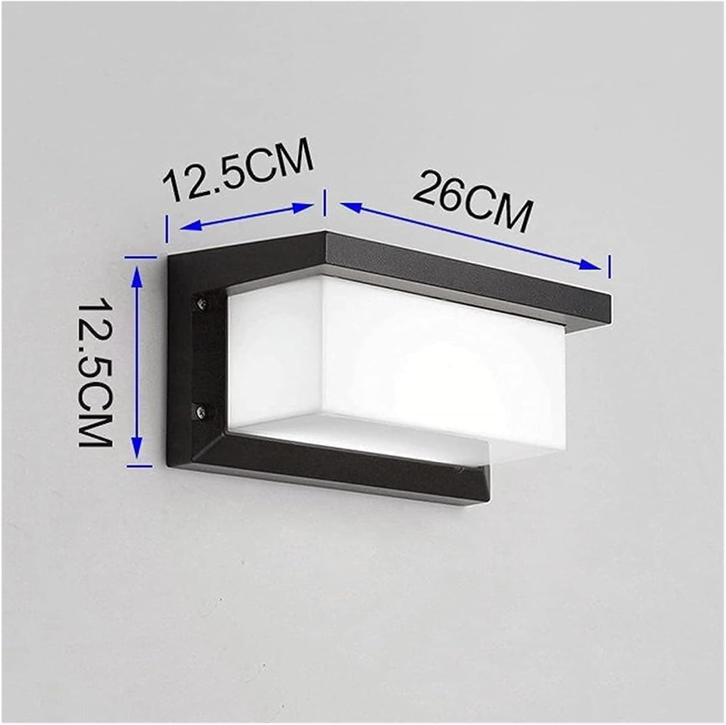 Wall Lamp Outdoor LED Square Metal Partition Wall Sconce Lighting Fixture Milky White Lampshade Black Wrought Iron Lights
