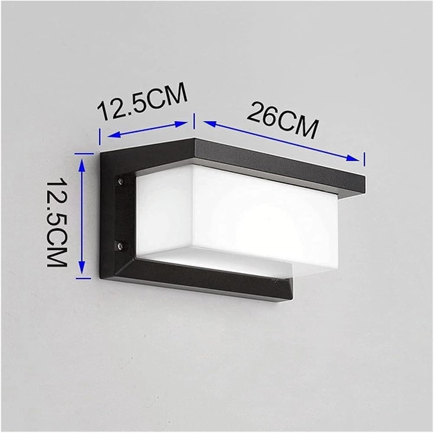 Wall Lamp Outdoor LED Square Metal Partition Wall Sconce Lighting Fixture Milky White Lampshade Black Wrought Iron Lights