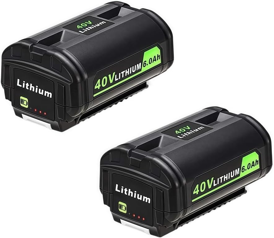 LINGYUE OP40401 40V 6.0Ah Replacement Li-ion Battery Compatible with Ryobi OP4026 OP4030 OP4050 OP4060A OP40201 OP40301 Lawn Mower Trimmer Blower Power Tools Batteries Packs(2PCS)