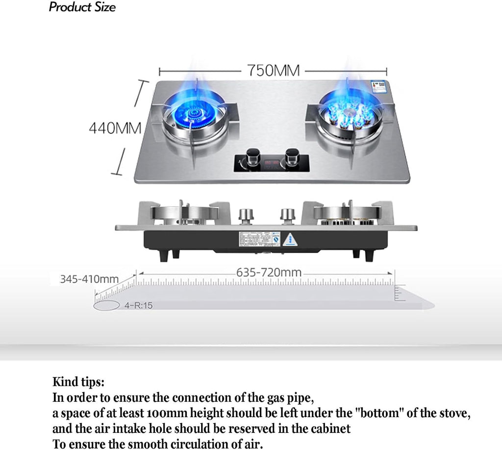 Tempered GlassGas Cooktop,Desktop/Built-in Gas Cooktop 2 Burners,Timed Off,Flameout Protection,Suitable for Apartments,Indoor 24566 BTU (Size : LPG)