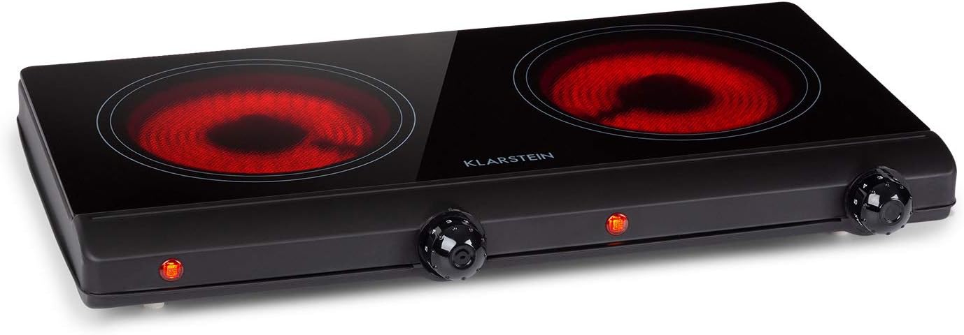 Klarstein 2 x 2400 W built-in ceramic hob, 2-burner hob, ceramic hob, ceramic hob, ceramic hob, stainless steel electric hob