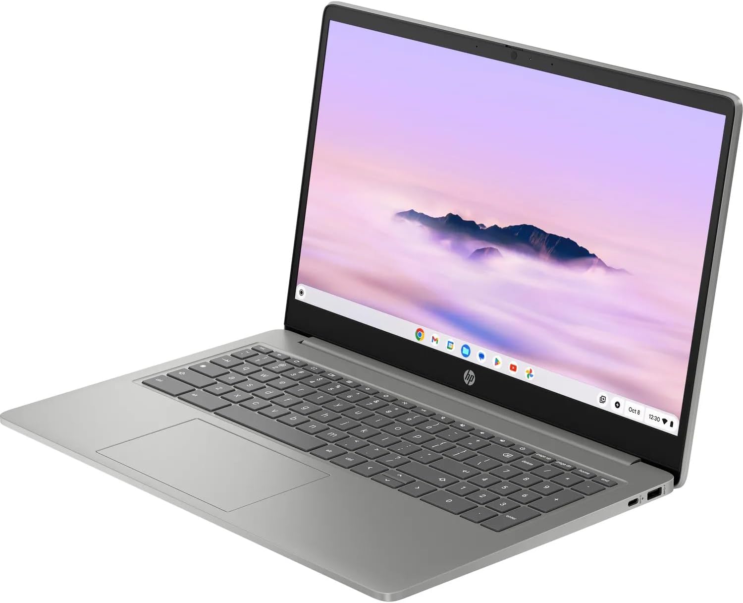 HP Chromebook Plus Laptop 15.6 Inch Intel Core i3-N305 8GB LPDDR5 RAM 128GB UFS UHD Graphics ChromeOS Wifi Bluetooth USB-C 1080p Webcam MicroSD Reader, Mineral Silver 15a-nb0033dx Computer (Renewed)