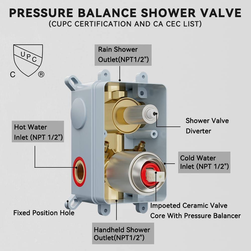 Shower System Shower Faucet Set, STARBATH 10' Ceiling Mount Rain Shower Head and Handheld Spray for Two Person, Rainfall Shower System with Diverter Valve and Trim Kit Complete,Brushed Nickel