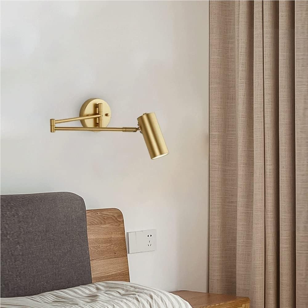 E27 Foldable Wall Sconce Golden Wrought Iron Wall Lamp Modern Wall Mount Light Fixture for Bedroom Bedside Study and Reading Nook(Gold)(Gold)