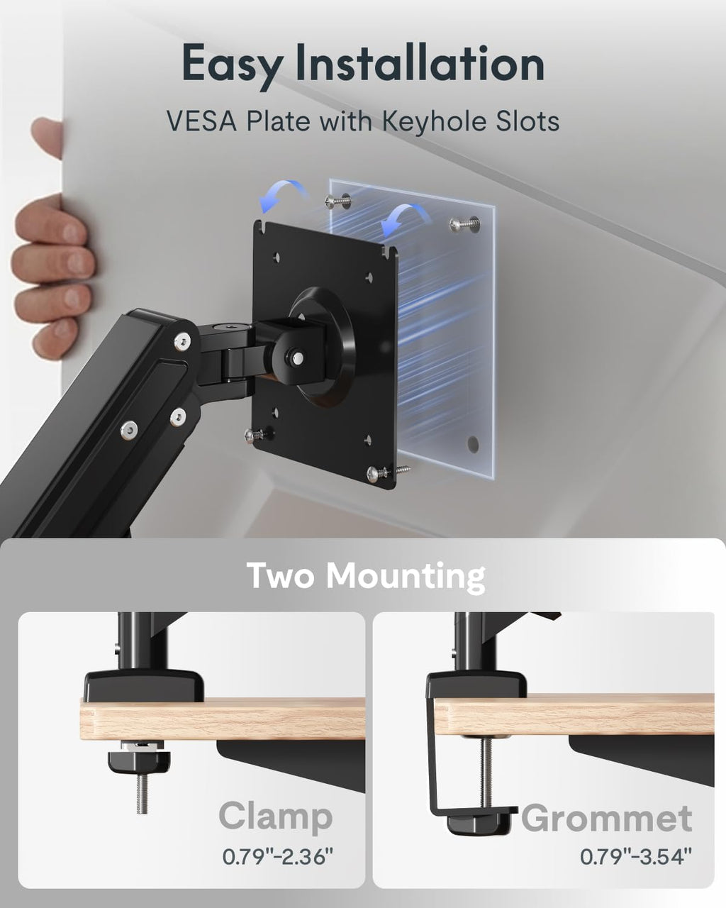 FLEXISPOT EN2 55''x28'' Standing Desk with Monitor Mount Bundle, 1' Thick One-Piece Desktop, Fully Adjustable Single Monitor Arm with Cable Management, Bundle for Home Office, Gaming & Study, White