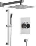 10' Shower Faucet Set with Valve, Wall Mounted Shower Head with High Pressure Handheld Sprayer & Slide Bar, Brushed Nickel
