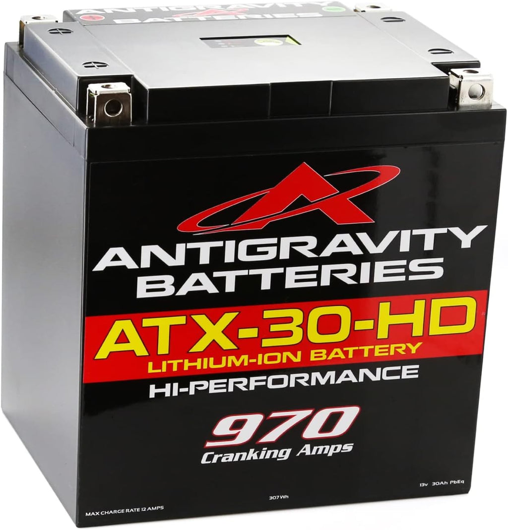 Antigravity ATX30-HD Lithium Motorcycle Battery 12V, 970 CA, 24Ah (48Ah PbEq), YTX30 Replacement, Heavy Duty Battery for Touring Bikes, UTV, ATV