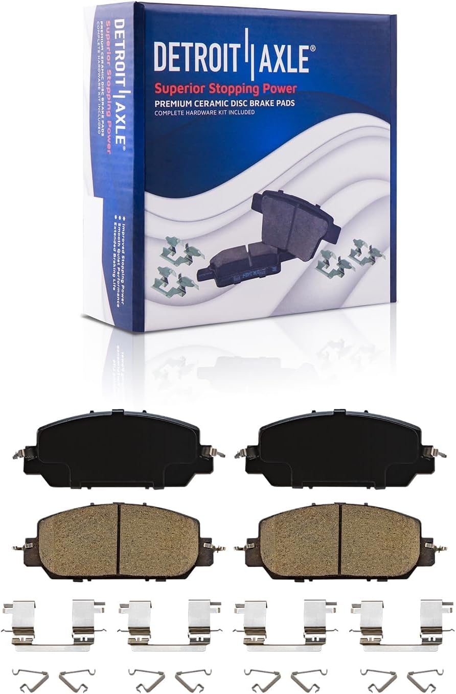 Detroit Axle - 10pc Brake Kit for 2017-2025 Honda CR-V, Disc Brake Rotors Ceramic Brake Pads with Hardware 2018 2019 2020 2021 2022 2023 2024 Replacement: 12.28' inch Front 12.20' inch Rear