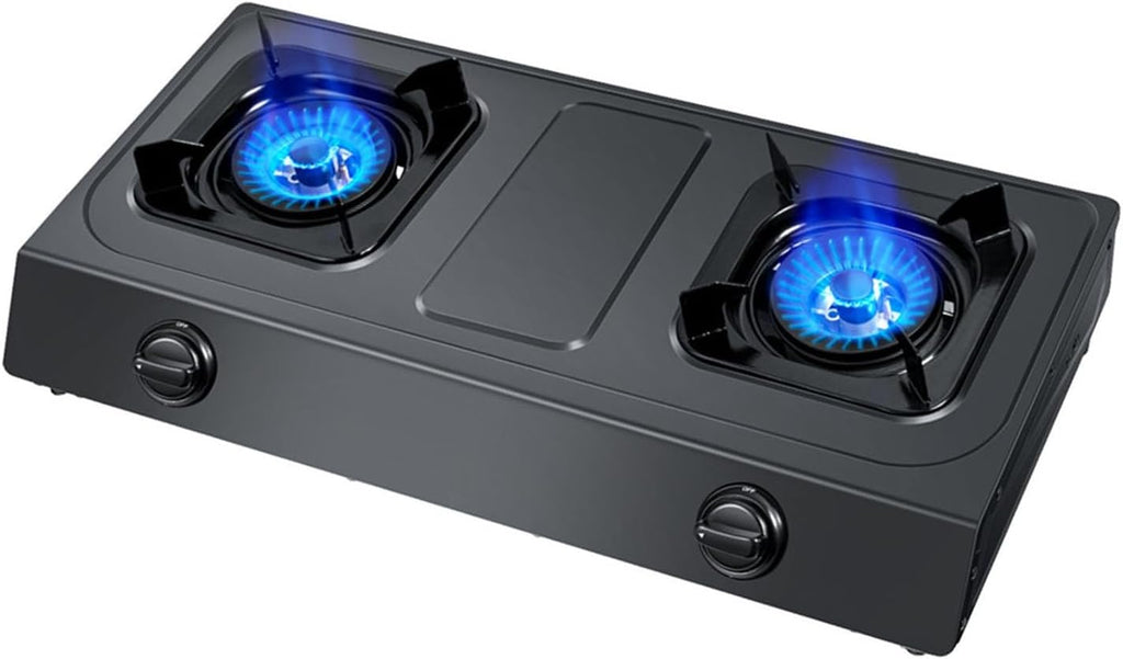 NIKKHO Gas Stove,2 Stove Eyes Burner,Suitable for Home and Commercial Use,NG/LPG Convertible,with Flame Out Protection,Suitable for Home and Outdoor (Color : NG)