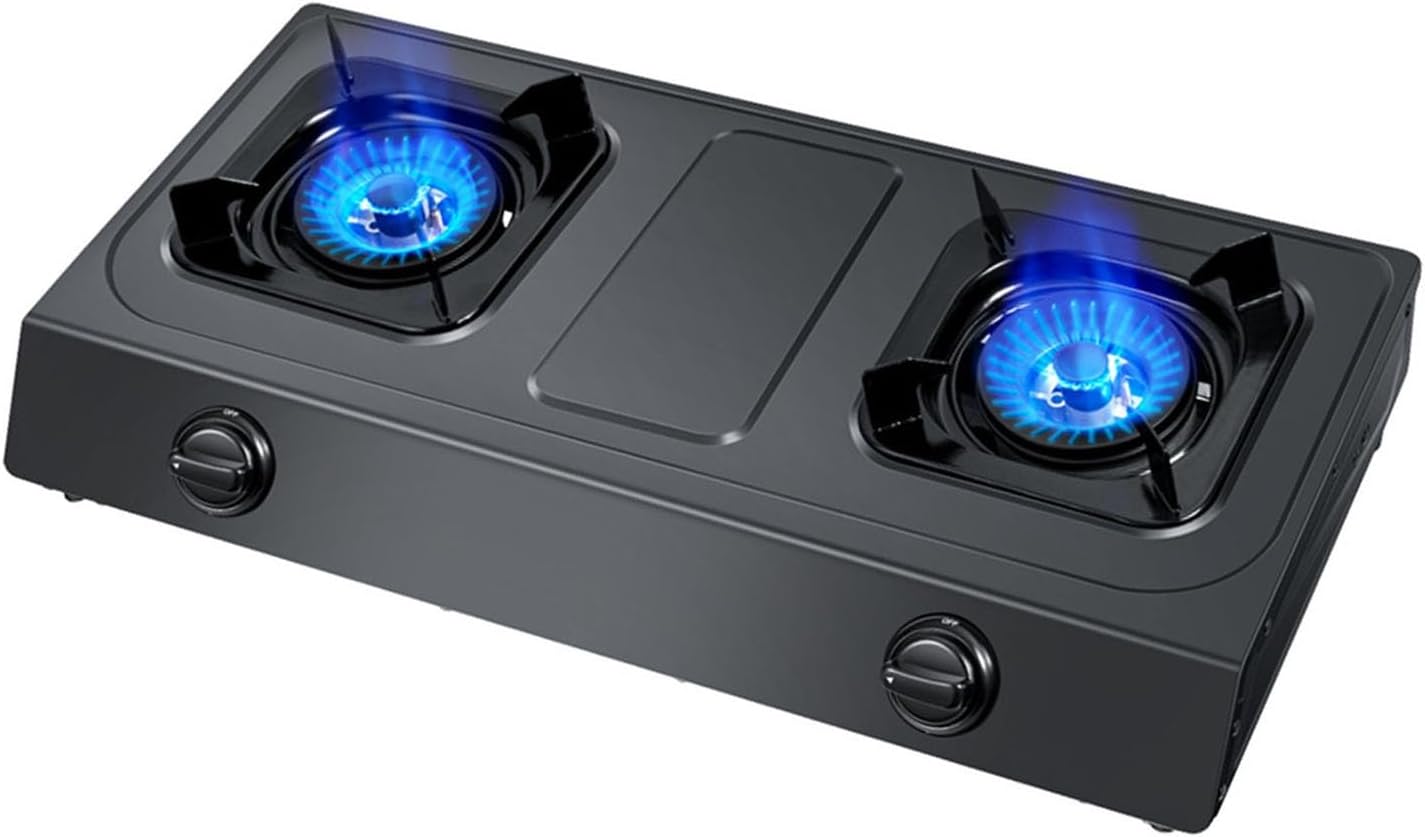 NIKKHO Gas Stove,2 Stove Eyes Burner,Suitable for Home and Commercial Use,NG/LPG Convertible,with Flame Out Protection,Suitable for Home and Outdoor (Color : NG)
