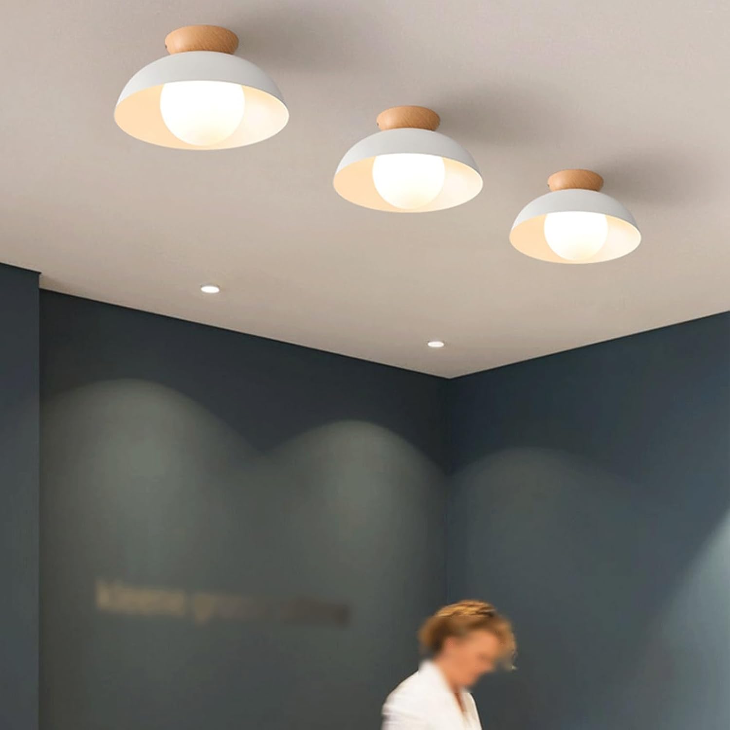 Minimalist Bowl Ceiling Light Modern Wrought Iron Ceiling Lamp Close to Ceiling Light Fixtures for Cloakroom Kitchen Aisle Hallway Bedroom Entryway Staircase(White)