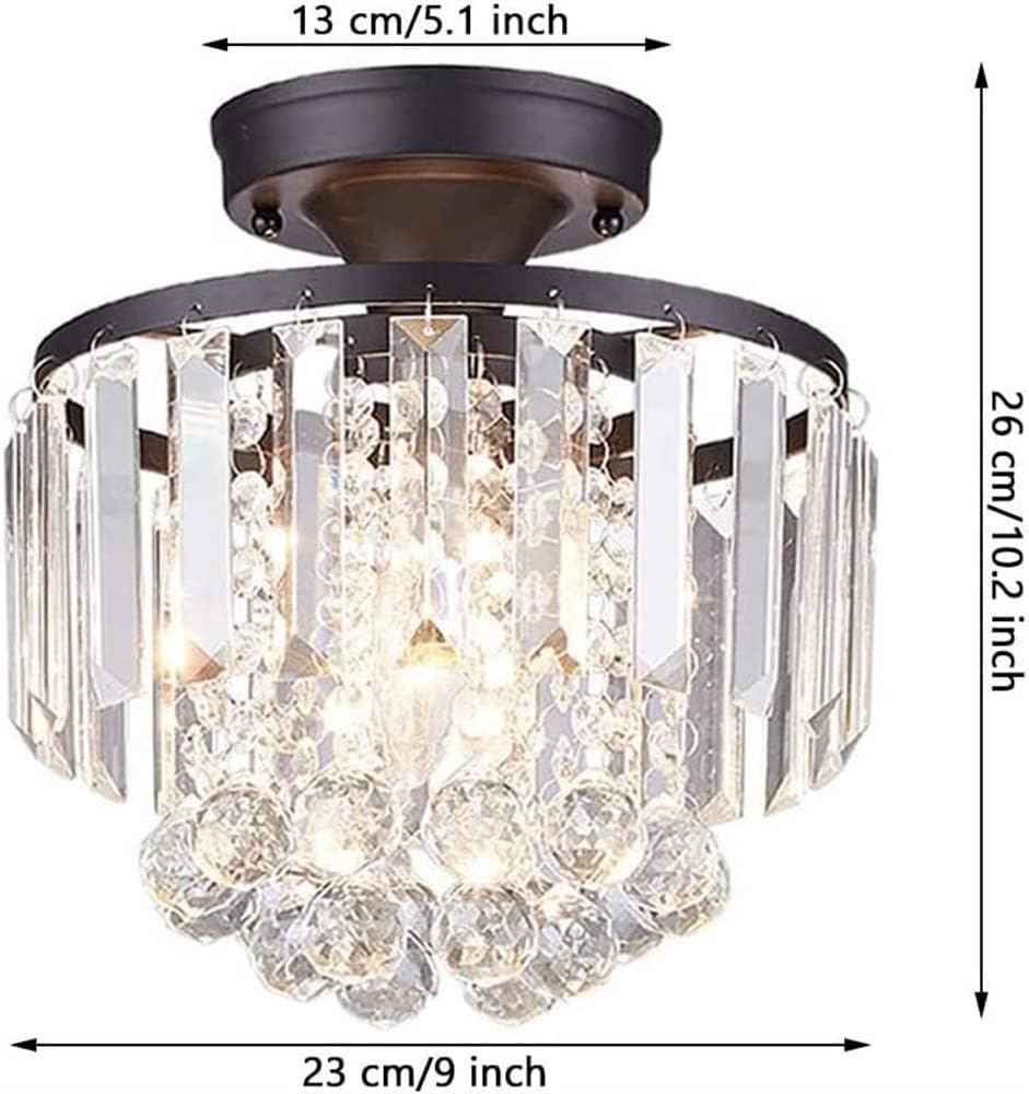 Chandelier, Black Wrought Iron Crystal Ceiling Lamp Bedroom Living Room Dining Room Ceiling Light Home Aisle Corridor Lighting Fixtures Entrance Hall Lights