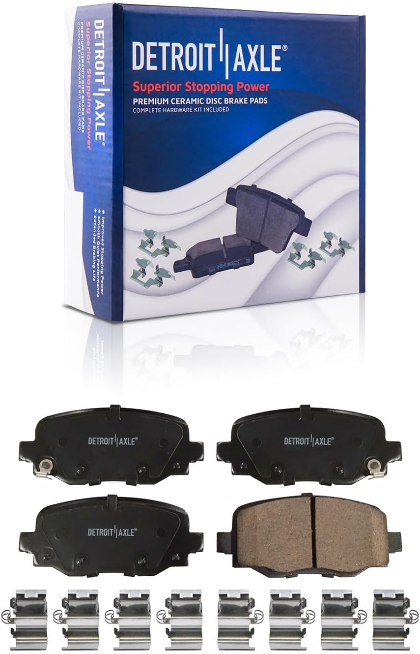 Detroit Axle - Brake Kit for 2015 2016 2017 Chrysler 200, Drilled and Slotted Disc Brake Rotors Ceramic Brakes Pads with Hardware Replacement : 12.00' inch Front and 10.95' inch Rear Rotors