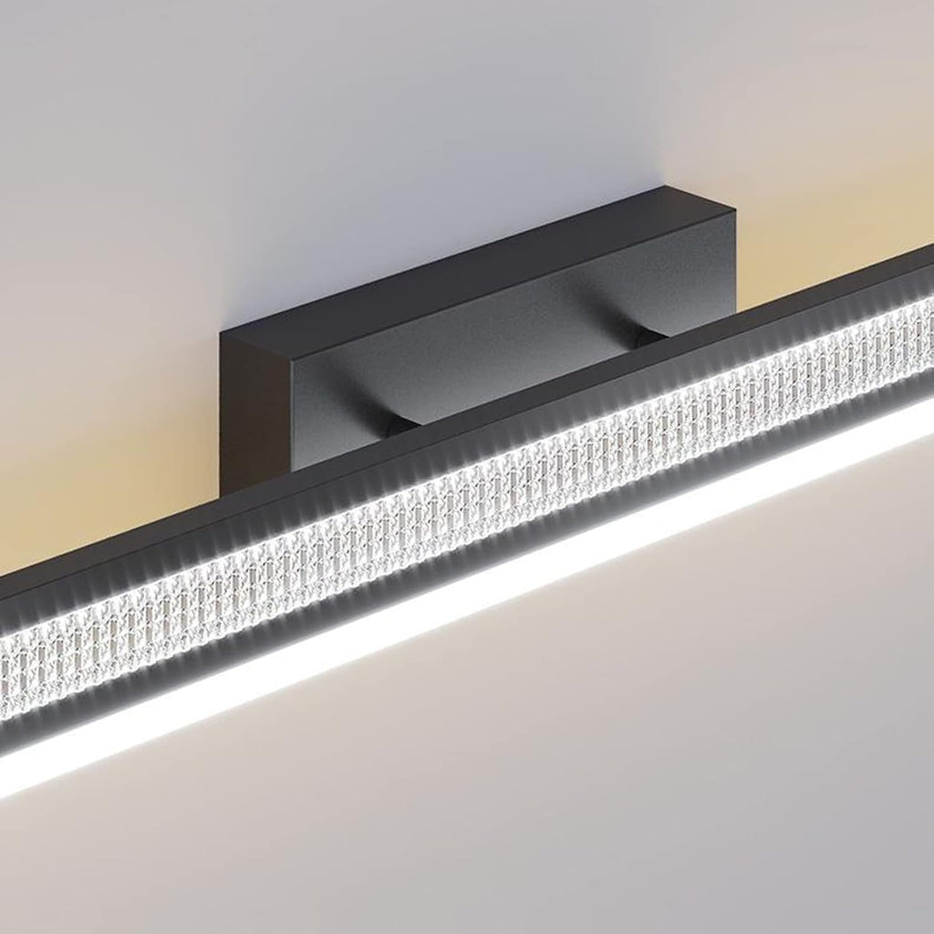Mirror Light Creative Wrought Iron Acrylic LED Mirror Front Light Simple Bathroom Bathtub Anti-Fog Makeup Long Strip lamp Black Wall Decor Lamp (Three Color Light 41cm)
