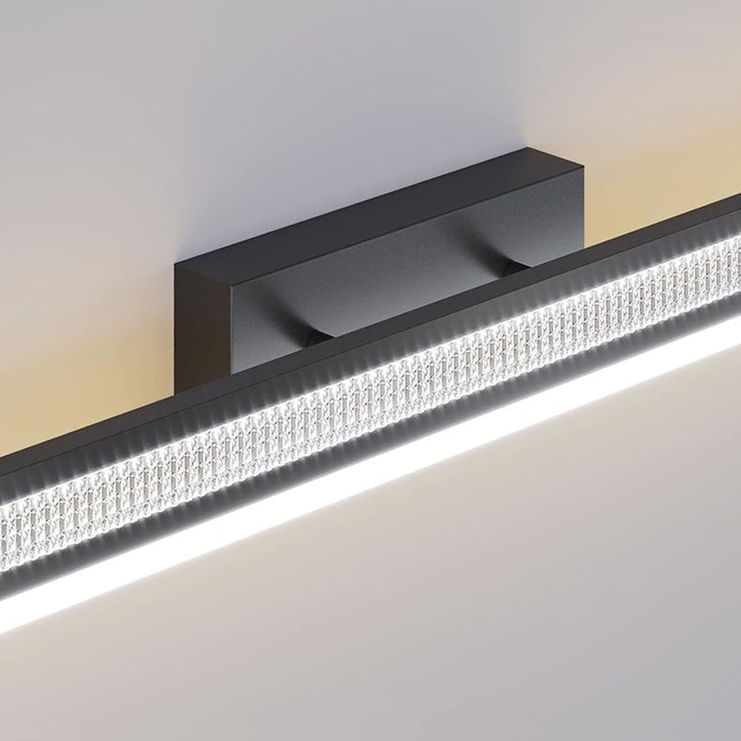 Mirror Light Creative Wrought Iron Acrylic LED Mirror Front Light Simple Bathroom Bathtub Anti-Fog Makeup Long Strip lamp Black Wall Decor Lamp (Three Color Light 61cm)