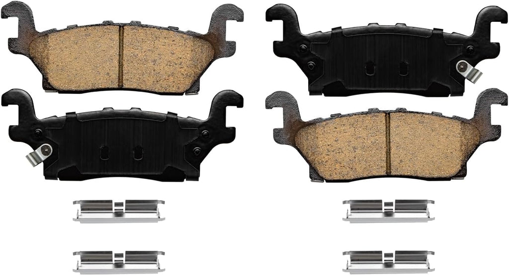 Detroit Axle - Rear Brake Kit for 06-10 Hummer H3, 09-10 Hummer H3T Replacement 2006 2007 2008 2009 2010 Drilled & Slotted Disc Brake Rotors Ceramic Brakes Pads