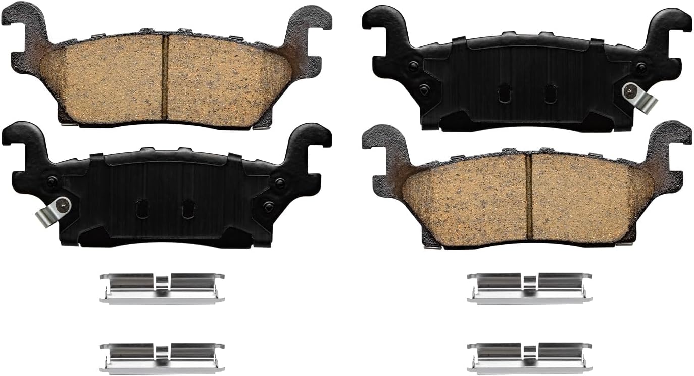 Detroit Axle - Rear Brake Kit for 06-10 Hummer H3, 09-10 Hummer H3T Replacement 2006 2007 2008 2009 2010 Drilled & Slotted Disc Brake Rotors Ceramic Brakes Pads