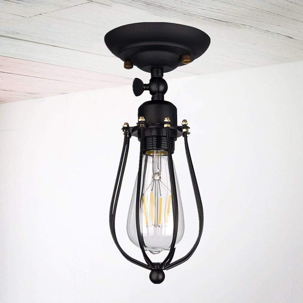 Adjustable Cage Wall Sconce, 3-Pack Vintage Industrial Wire Cage Lampshade Antique Minimalist Mini Iron Wrought Wall Light Fixture for Bar Club Loft - Black