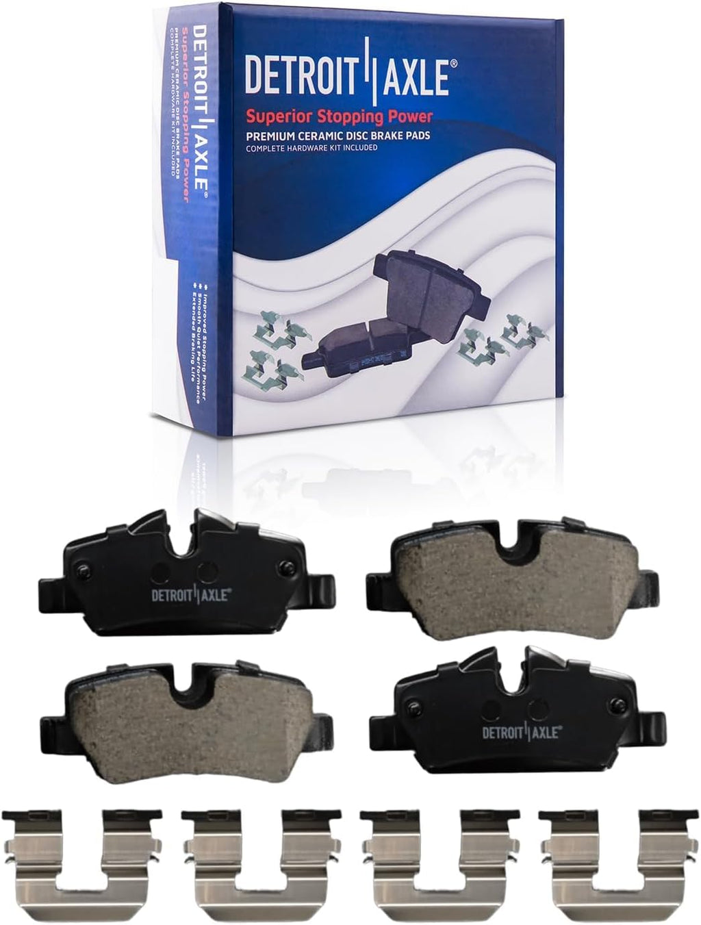 Detroit Axle - 8pc Brake Kit for 2014-2024 Mini Cooper, Disc Brake Rotors Ceramic Brakes Pads with Hardware Replacement: 11.02' inch Front and 10.20' inch Rear Rotor