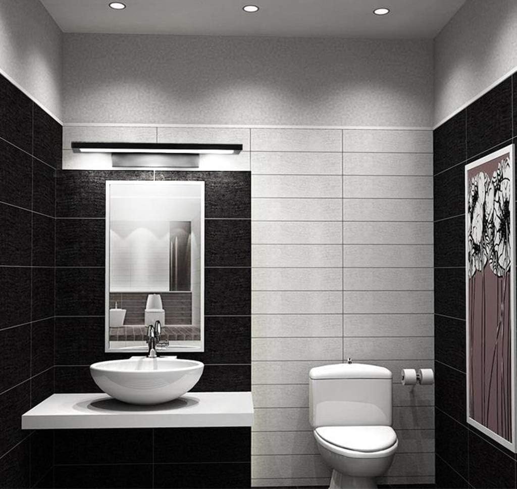 Mirror Light Mirror Front Light Modern Minimalist Wrought Iron Acrylic Bathroom Wall Lamp,Wall Lamps(Black 16w/38cm)