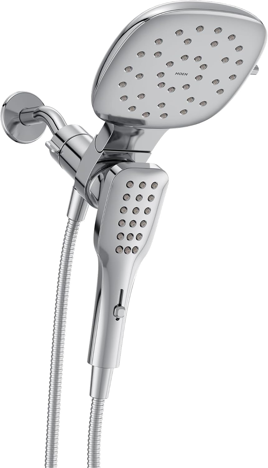 Moen Verso Eco-Performance Infiniti Dial Square Rain Shower Head with Detachable Hand Shower Combo, 7-Inch Spray Head, Chrome, 220C5EP